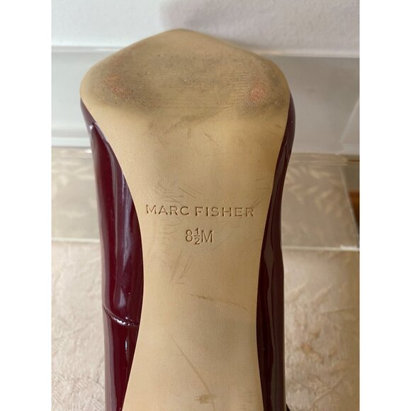 Marc Fisher Burgundy Patent Strappy Pointed Toe Pumps Ankle Strap Heels Size 8 - Picture 10 of 11